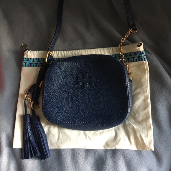 Tory Burch Navy McGraw Leather Camera Bag - Picture 1 of 1
